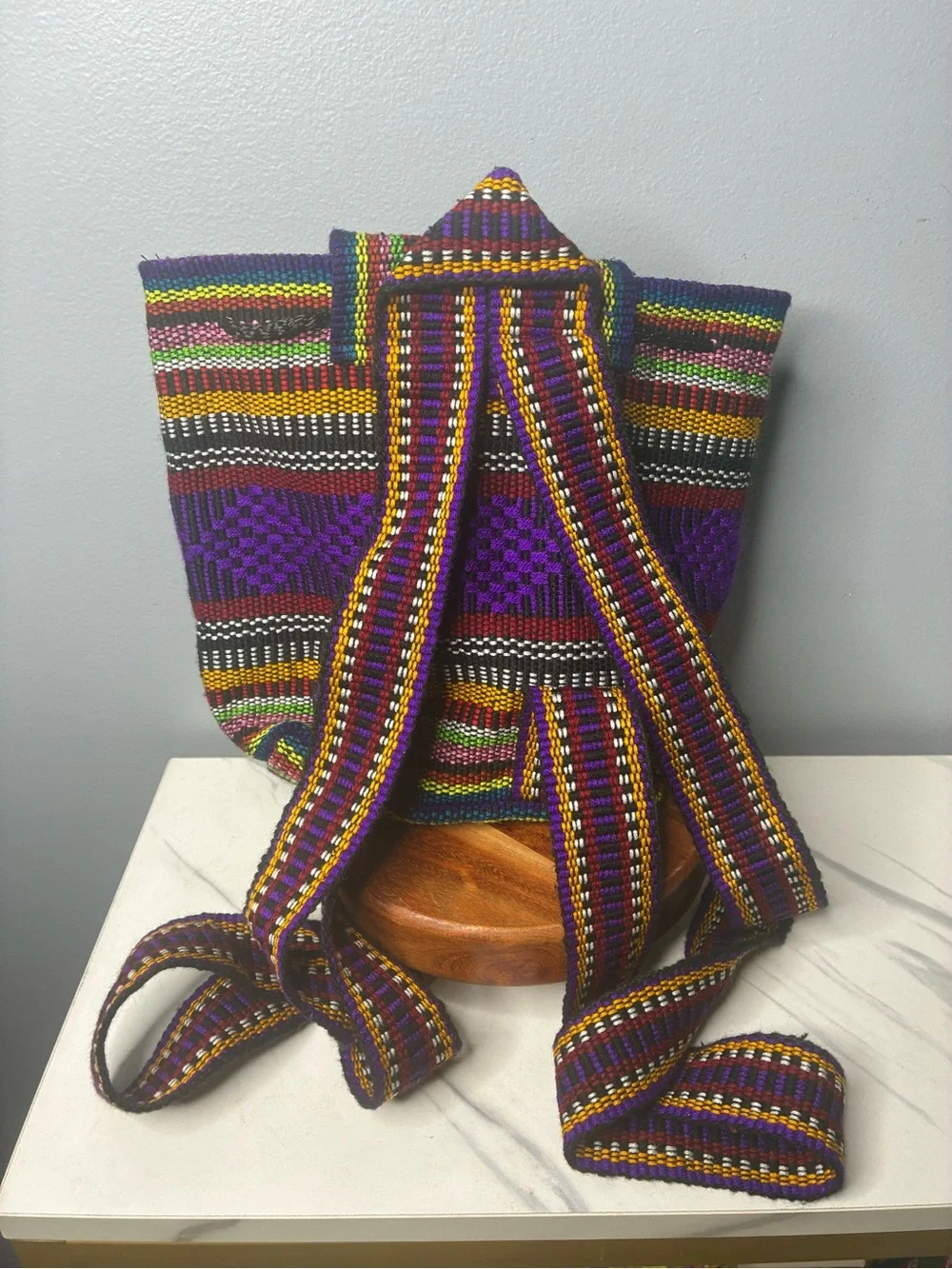 Pinzon Woven Backpack Purple Multicolor Festival Boho Bag